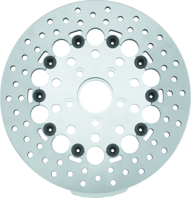 Twin Power 84-17 Big Twin Exc 08-17 FLH FLT Rear 11.5 Floating Rotor Silver Holes - 666841