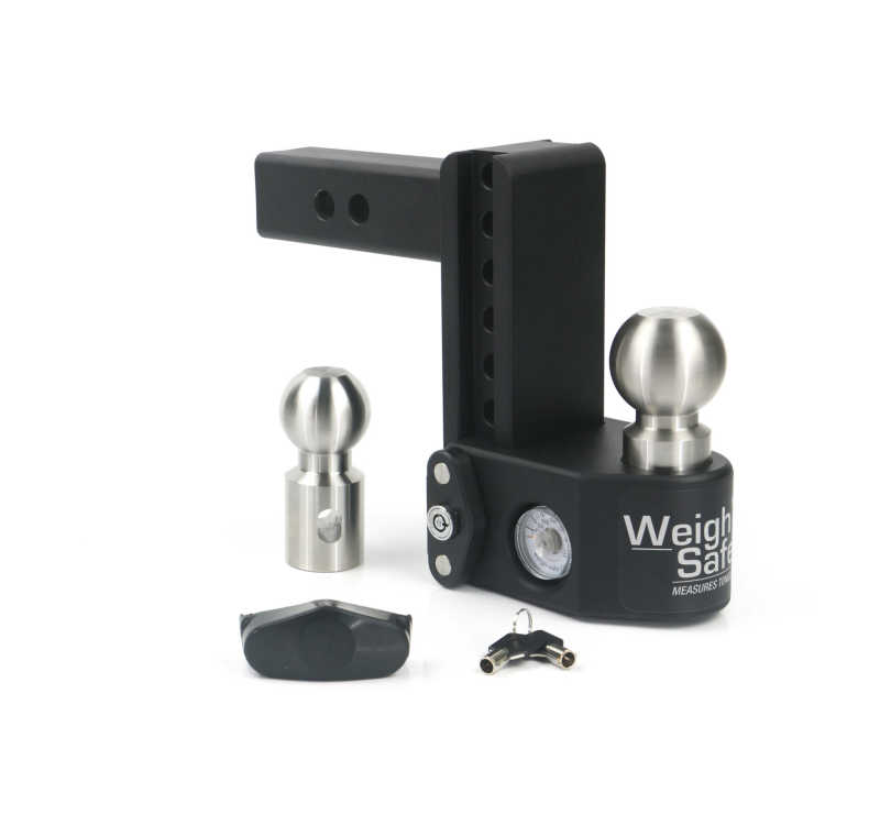 Weigh Safe 6in Drop Hitch w/Built-in Scale & 2in Shank (10K/15K GTWR) - Steel - SWS6-2