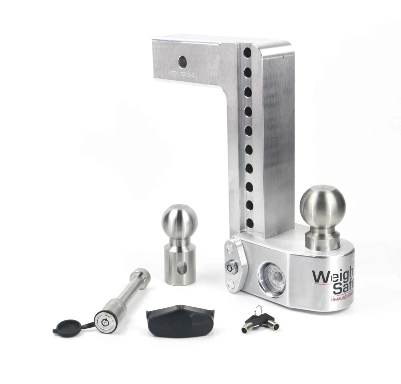 Weigh Safe 10in Drop Hitch w/Built-in Scale & 2.5in Shank (10K/18.5K GTWR) w/WS05 - Aluminum - WS10-2.5-KA