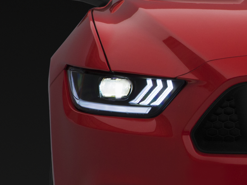 Raxiom 15-17 Ford Mustang Projector Headlights OEM HID Bulbs- Black Housing (Clear Lens) - 407055