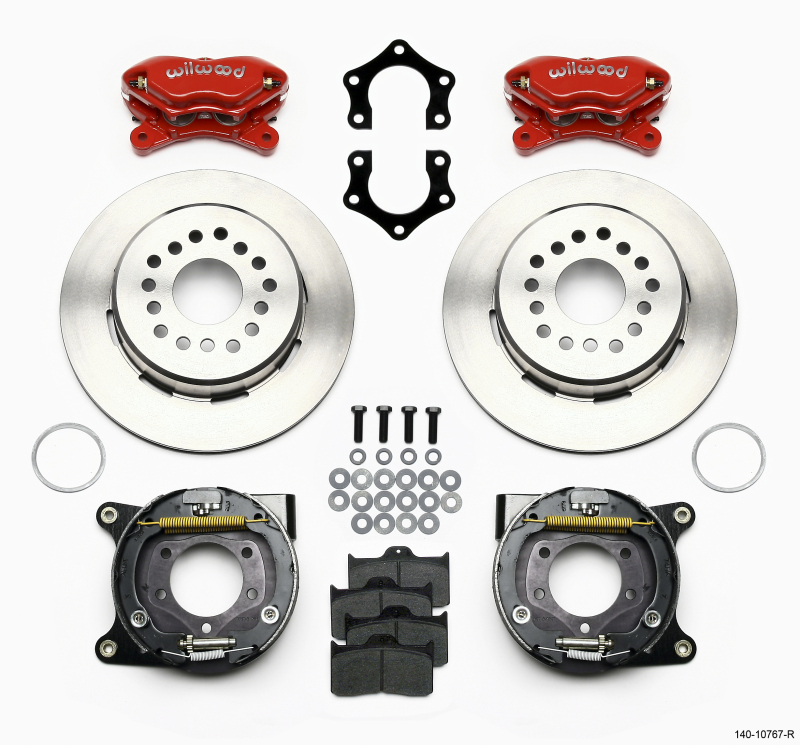 Wilwood Forged Dynalite P/S Park Brake Kit Red Mopar/Dana 2.50in Off w/Snap Ring Brng - 140-10767-R