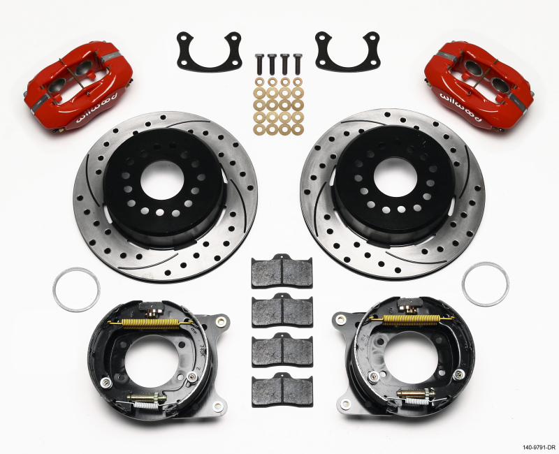 Wilwood Forged Dynalite P/S Park Brake Kit Drill Red New Big Ford 2.50in Offset Front Caliper Mount - 140-9791-DR