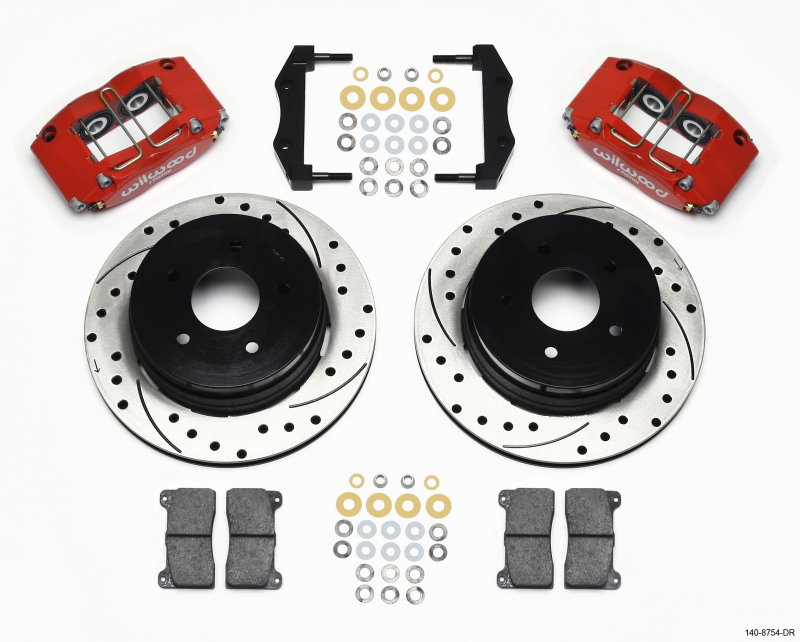 Wilwood Dynapro Radial Rear Kit 12.19in Drilled Red 2004-2006 Pontiac GTO - 140-8754-DR