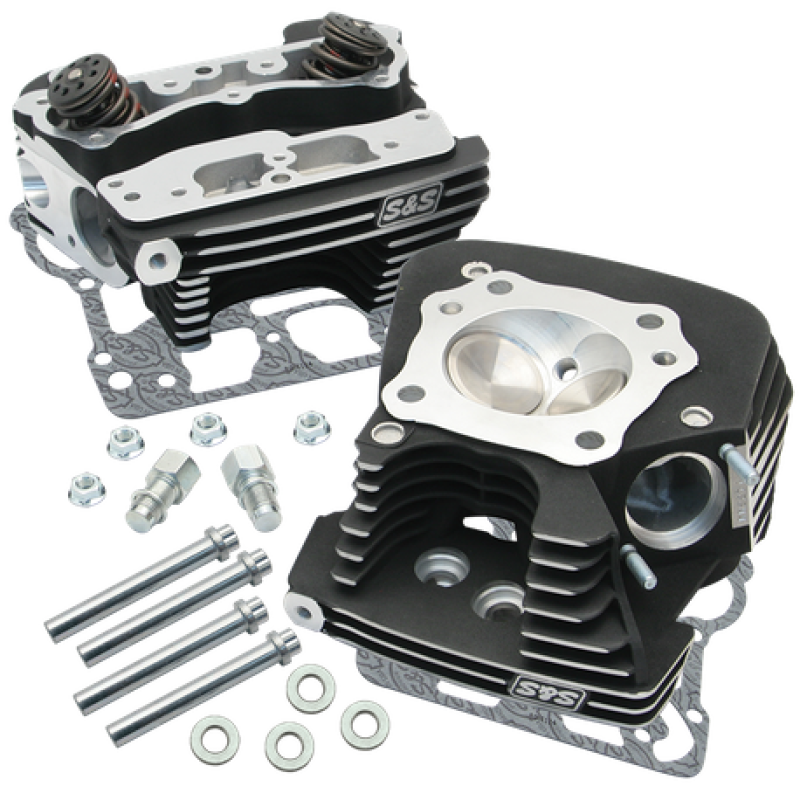 S&S Cycle 08-16 Touring Super Stock 89cc Cylinder Head Kit - Wrinkle Black - 106-3240