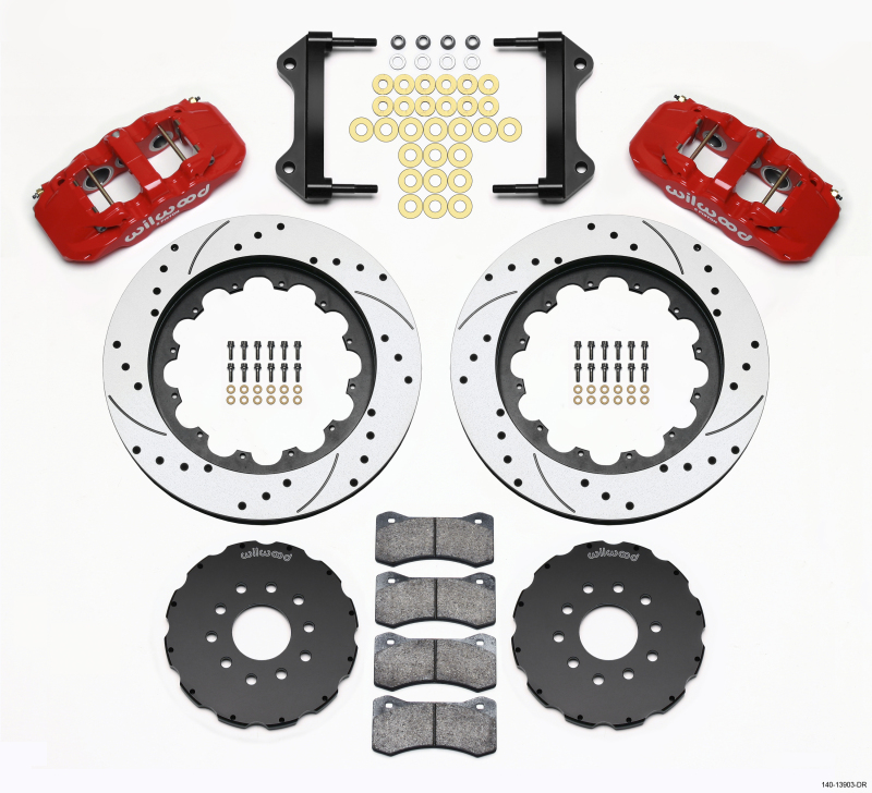 Wilwood AERO6 Front Hat Kit 15.00 Drilled Red 97-04 Corvette C5/Z06 05-13 C6 - 140-13903-DR