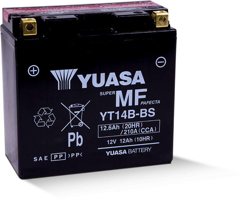 Yuasa YT14B-BS Maintenance Free 12-Volt AGM Battery w/Bottle - YUAM624B4