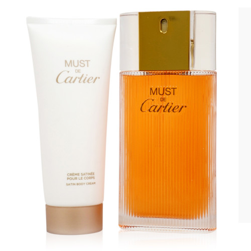 CARTIER MUST 2 PCS SET FOR WOMEN: 3.3 EAU DE TOILETTE SPRAY + 3.3 BODY LOTION (HARD)