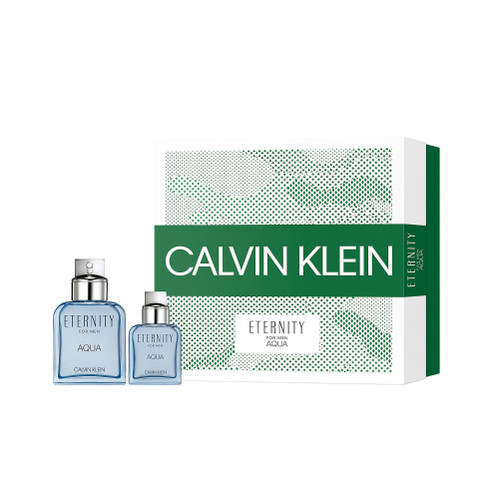 ETERNITY AQUA 2 PCS SET FOR MEN: 3.4 EAU DE TOILETTE SPRAY + 1 OZ EAU DE TOILETTE SPRAY (HARD BOX)