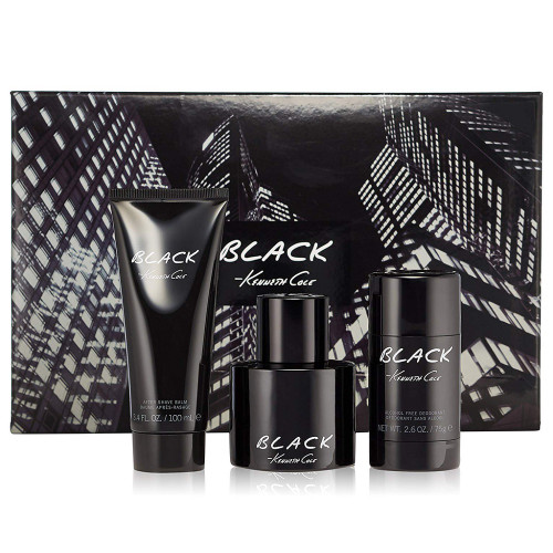 KENNETH COLE BLACK 3 PCS SET FOR MEN: 3.4 EAU DE TOILETTE + 3.4 AFTER SHAVE BALM + 2.6 DEODORANT STICK
