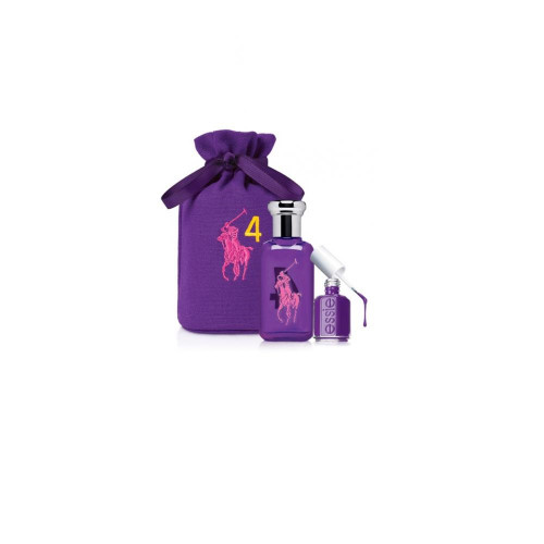 POLO BIG PONY # 4 PURPLE 3 PCS SET: 1.7 EDT SP + 13.5 ML PURPLE NAIL POLISH + POUCH