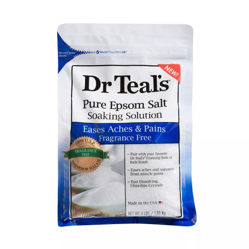 DR TEAL'S EASES ACHES & PAINS FRAGRANCE FREE 4 LBS PURE EPSOM SALT