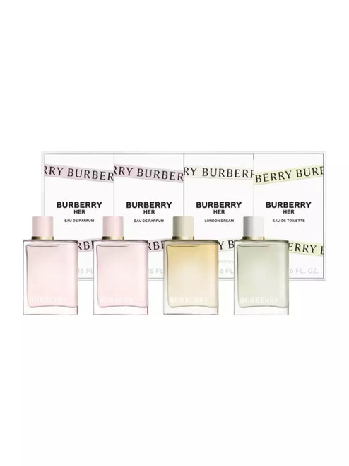 BURBERRY HER 4 PCS MINI SET: 2 X HER 0.16 EAU DE PARFUM + HER 0.16 EAU DE TOILETTE + HER LONDON DREAM 0.16 EAU DE PARFUM