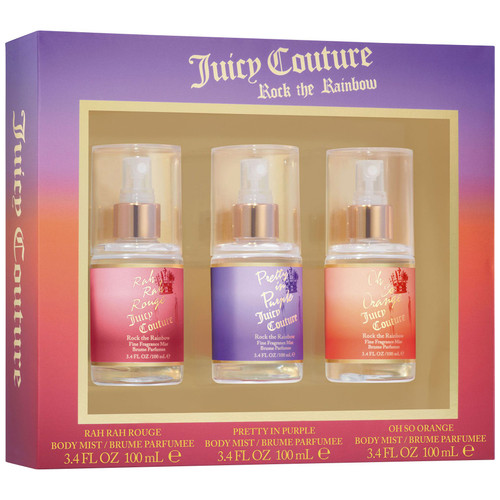 JUICY COUTURE ROCK THE RAINBOW 3 X 3.4 FRAGRANCE MIST FOR WOMEN: RAH RAH ROUGE + PRETTY IN PURPLE + OH SO ORANGE JUICY COUTURE ROCK THE RAINBOW 3 X 3.4 FRAGRANCE MIST FOR WOMEN: RAH RAH ROUGE + PRETTY IN PURPLE + OH SO ORANGE