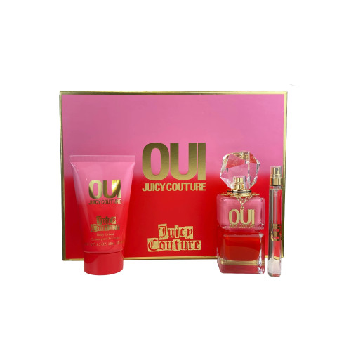 JUICY COUTURE OUI 3 PCS SET: 3.4 EAU DE PARFUM SPRAY + 4.2 BODY CREAM + MINI SPRAY JUICY COUTURE OUI 3 PCS SET: 3.4 EAU DE PARFUM SPRAY + 4.2 BODY CREAM + MINI SPRAY