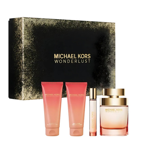 MICHAEL KORS WONDERLUST 4 PCS SET FOR WOMEN: 3.4 EAU DE PARFUM SPRAY + 0.3 EAU DE PARFUM SPRAY + 3.4 SHOWER GEL + 3.4 BODY LOTION MICHAEL KORS WONDERLUST 4 PCS SET FOR WOMEN: 3.4 EAU DE PARFUM SPRAY + 0.3 EAU DE PARFUM SPRAY + 3.4 SHOWER GEL + 3.4 BODY LOTION