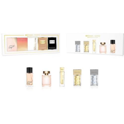 MICHAEL KORS 5 PCS MINI SET: POUR FEMME 5 ML EAU DE PARFUM + SEXY AMBER 5 ML EAU DE PARFUM + WONDERLUST 4 ML EAU DE PARFUM + GORGEOUS 5 ML EAU DE PARFUM + POUR HOMME 5 ML EAU DE PARFUM 