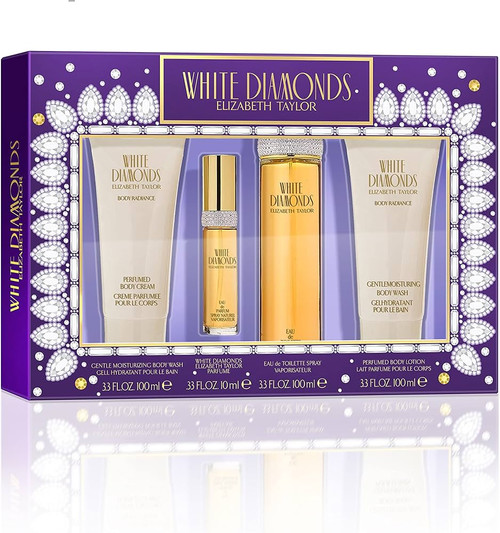 WHITE DIAMONDS 4 PCS SET FOR WOMEN: 3.3 EAU DE TOILETTE SPRAY + 0.33 EAU DE TOILETTE SPRAY + 3.3 BODY LOTION + 3.3 BODY WASH WHITE DIAMONDS 4 PCS SET FOR WOMEN: 3.3 EAU DE TOILETTE SPRAY + 0.33 EAU DE TOILETTE SPRAY + 3.3 BODY LOTION + 3.3 BODY WASH