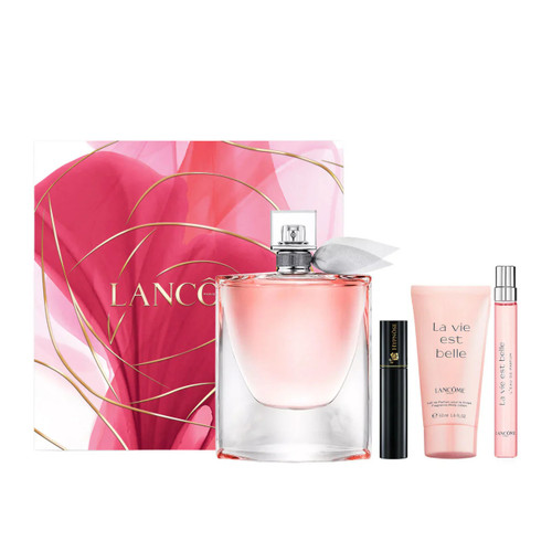 LANCOME LA VIE EST BELLE 4 PCS SET: 3.4 EAU DE PARFUM SPRAY + 0.34 EAU DE PARFUM SPRAY + 1.6 BODY LOTION + 0.06 HYPNOSE MASCARA 01 NOIR HYPNOTIC LANCOME LA VIE EST BELLE 4 PCS SET: 3.4 EAU DE PARFUM SPRAY + 0.34 EAU DE PARFUM SPRAY + 1.6 BODY LOTION + 0.06 HYPNOSE MASCARA 01 NOIR HYPNOTIC