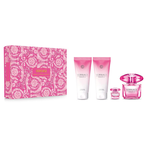 VERSACE BRIGHT CRYSTAL ABSOLU 4 PCS SET FOR WOMEN: 3 OZ EAU DE PARFUM SPRAY + 0.17 EAU DE PARFUM + 3.4 SHOWER GEL + 3.4 BODY LOTION