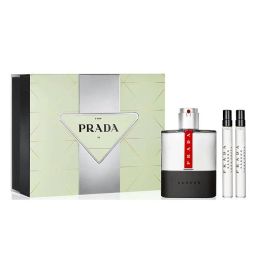 PRADA LUNA ROSSA CARBON 3 PCS SET FOR MEN: 3.3 EAU DE TOILETTE SPRAY + 2 X 0.33 EAU DE TOILETTE SPRAY