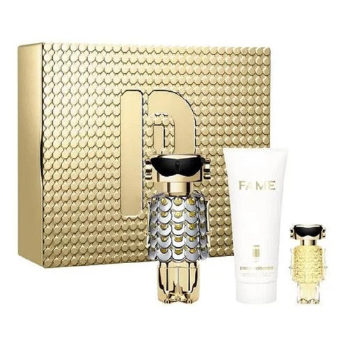 PACO RABANNE FAME 3 PCS SET FOR WOMEN: 2.7 EAU DE PARFUM SPRAY + 3.4 BODY LOTION + 0.13 EAU DE PARFUM MINI PACO RABANNE FAME 3 PCS SET FOR WOMEN: 2.7 EAU DE PARFUM SPRAY + 3.4 BODY LOTION + 0.13 EAU DE PARFUM MINI