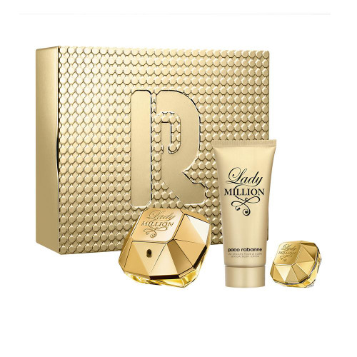 PACO RABANNE LADY MILLION 3 PCS SET: 2.7 EAU DE PARFUM SPRAY + 3.4 BODY LOTION + 0.17 EAU DE PARFUM MINI PACO RABANNE LADY MILLION 3 PCS SET: 2.7 EAU DE PARFUM SPRAY + 3.4 BODY LOTION + 0.17 EAU DE PARFUM MINI