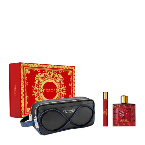 VERSACE EROS FLAME 3 PCS SET FOR MEN: 3.4 EAU DE PARFUM SPRAY + 0.33 EAU DE PARFUM SPRAY + BAG VERSACE EROS FLAME 3 PCS SET FOR MEN: 3.4 EAU DE PARFUM SPRAY + 0.33 EAU DE PARFUM SPRAY + BAG