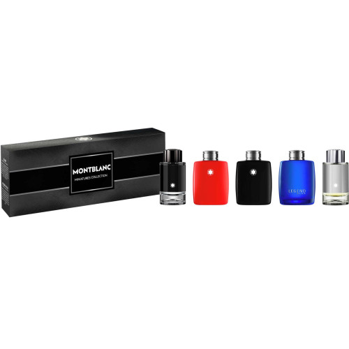 MONT BLANC 5 PCS MINI SET FOR MEN: EXPLORER 4.5 ML EAU DE PARFUM + EXPLORER PLATINUM 4.5 ML EAU DE PARFUM + LEGEND RED 4.5 ML EAU DE PARFUM + LEGEND 4.5 ML EAU DE TOILETTE + LEGEND BLUE 4.5 ML EAU DE PARFUM