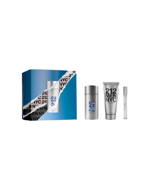 212 3 PCS SET FOR MEN : 3.4 EAU DE TOILETTE SPRAY + 0.34 EAU DE TOILETTE SPRAY + 3.4 AFTER SHAVE GEL (HARD)