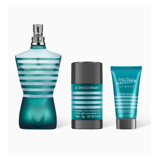 JEAN PAUL GAULTIER LE MALE 3 PCS SET: 4.2 EAU DE TOILETTE SPRAY + 1.7 AFTER-SHAVE BALM + 2.6 DEODORANT STICK
