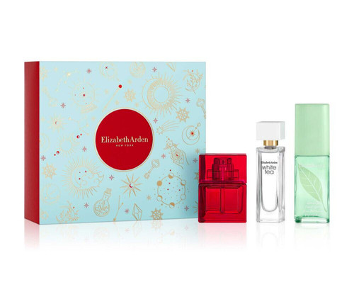 ELIZABETH ARDEN 3 PCS SET FOR WOMEN: RED DOOR 0.33 EAU DE TOILETTE SPRAY + WHITE TEA 0.33 EAU DE TOILETTE SPRAY + GREEN TEA 0.5 EAU PARFUMEE SPRAY