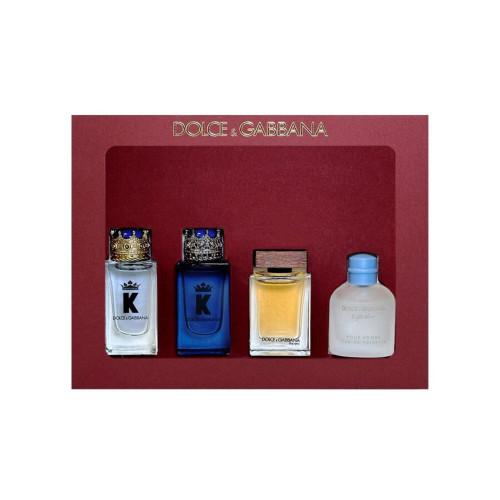 DOLCE & GABBANA 4 PCS MINI SET FOR MEN: "K" 5 ML EAU DE TOILETTE + LIGHT BLUE 4.5 ML EAU DE TOILETTE + "K" 5 ML EAU DE PARFUM + THE ONE 5 ML EAU DE TOILETTE DOLCE & GABBANA 4 PCS MINI SET FOR MEN: "K" 5 ML EAU DE TOILETTE + LIGHT BLUE 4.5 ML EAU DE TOILETTE + "K" 5 ML EAU DE PARFUM + THE ONE 5 ML EAU DE TOILETTE
