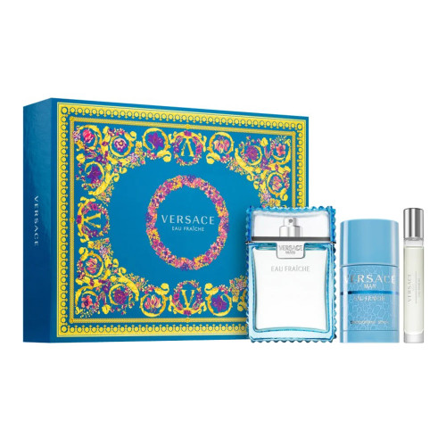 VERSACE EAU FRAICHE 3 PCS SET FOR MEN: 3.4 EAU DE TOILETTE + 2.5 DEODORANT STICK + 0.3 EAU DE TOILETTE