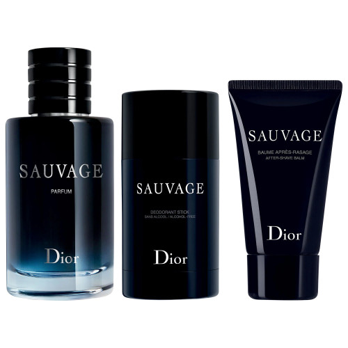 SAUVAGE 3 PCS SET FOR MEN: 3.4 EAU DE TOILETTE + 1.7 AFTER SHAVE BALM + 2.5 DEODORANT STICK SAUVAGE 3 PCS SET FOR MEN: 3.4 EAU DE TOILETTE + 1.7 AFTER SHAVE BALM + 2.5 DEODORANT STICK