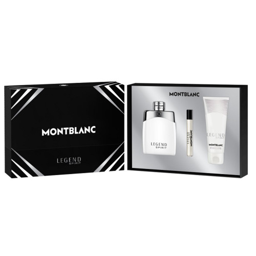 MONT BLANC LEGEND SPIRIT 3 PCS SET FOR MEN: 3.3 EAU DE TOILETTE SPRAY + 0.25 EAU DE TOILETTE SPRAY + 3.3 SHOWER GEL