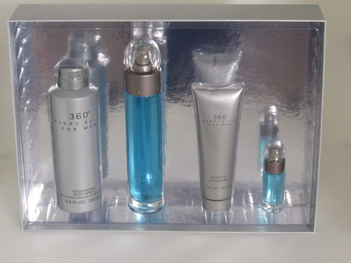 360 4 PCS SET FOR MEN: 3.4 EAU DE TOILETTE SPRAY + 6 OZ BODY SPRAY + 3 OZ SHOWER GEL + 0.25 EAU DE TOILETTE SPRAY 360 4 PCS SET FOR MEN: 3.4 EAU DE TOILETTE SPRAY + 6 OZ BODY SPRAY + 3 OZ SHOWER GEL + 0.25 EAU DE TOILETTE SPRAY