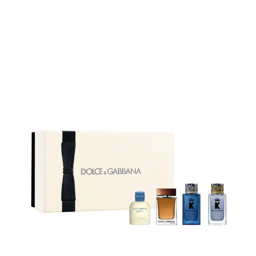 DOLCE & GABBANA 4 PCS MINI SET FOR MEN: "K" 5 ML EAU DE TOILETTE + LIGHT BLUE 4.5 ML EAU DE TOILETTE + "K" 5 ML EAU DE PARFUM + THE ONE 5 ML EAU DE TOILETTE (HARD) DOLCE & GABBANA 4 PCS MINI SET FOR MEN: "K" 5 ML EAU DE TOILETTE + LIGHT BLUE 4.5 ML EAU DE TOILETTE + "K" 5 ML EAU DE PARFUM + THE ONE 5 ML EAU DE TOILETTE (HARD)