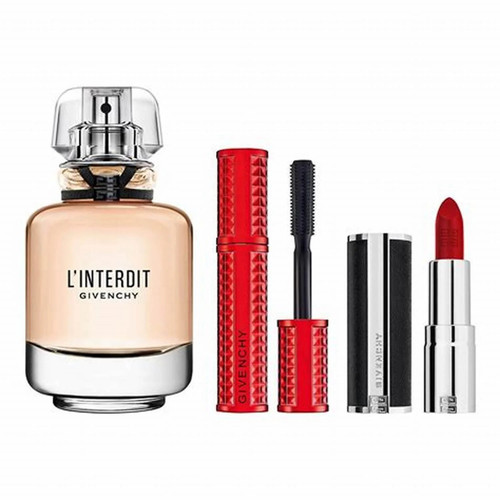 GIVENCHY L'INTERDIT 3 PCS SET FOR WOMEN: 1.7 EAU DE PARFUM SPRAY + LIPSTICK + MASCARA GIVENCHY L'INTERDIT 3 PCS SET FOR WOMEN: 1.7 EAU DE PARFUM SPRAY + LIPSTICK + MASCARA