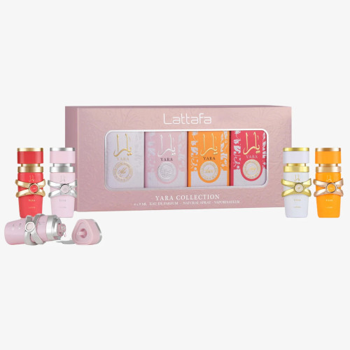 LATTAFA YARA 4 PC MINI SET: 4 * 5 ML EAU DE PARFUM MINI SET FOR WOMEN: YARA + YARA MOI + YARA TOUS + YARA CANDY LATTAFA YARA 4 PC MINI SET: 4 * 5 ML EAU DE PARFUM MINI SET FOR WOMEN: YARA + YARA MOI + YARA TOUS + YARA CANDY