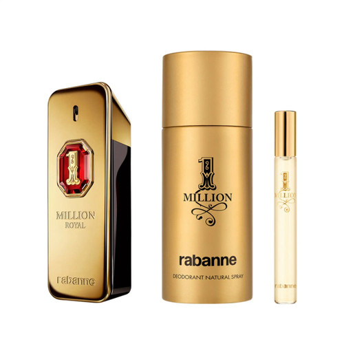 PACO RABANNE ONE MILLION ROYAL 3 PCS SET FOR MEN: 3.4 PARFUM SPRAY + 0.33 OZ PARFUM SPRAY + 150ML DEODORANT SPRAY