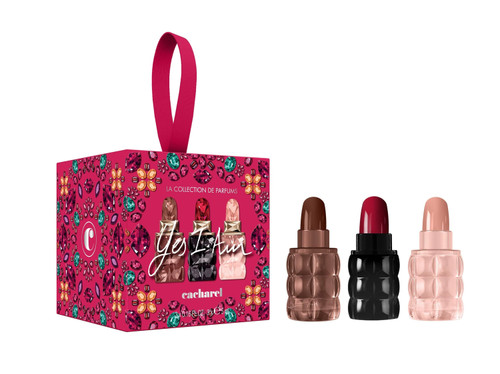CACHAREL YES I AM 3 * 5 ML EAU DE PARFUM MINI SET FOR WOMEN: YES I AM DELICIOUS + YES I AM + YES I AM GLORIOUS