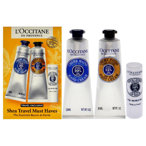 L'OCCITANE SHEA TRAVEL MUST HAVES 3 PCS SET: 1 OZ HAND CREAM + 1 OZ FOOT CREAM + 0.15 LIP BALM L'OCCITANE SHEA TRAVEL MUST HAVES 3 PCS SET: 1 OZ HAND CREAM + 1 OZ FOOT CREAM + 0.15 LIP BALM