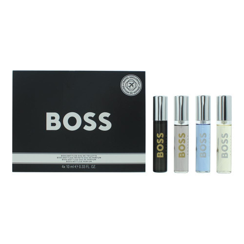 HUGO BOSS 4 PCS SET FOR MEN: BOSS BOTTLED 0.33 EAU DE PARFUM SPRAY + BOSS BOTTLED INFINITE 0.33 EAU DE PARFUM SPRAY + BOSS BOTTLED 0.33 EAU DE PARFUM SPRAY + BOSS BOTTLED 0.33 PARFUM SPRAY