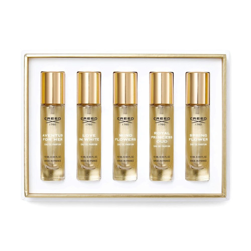 CREED 5 * 0.33 EAU DE PARFUM SPRAY SET FOR WOMEN: AVENTUS FOR HER + LOVE IN WHITE + WIND FLOWERS + ROYAL PRINCESS OUD  + SPRING FLOWER