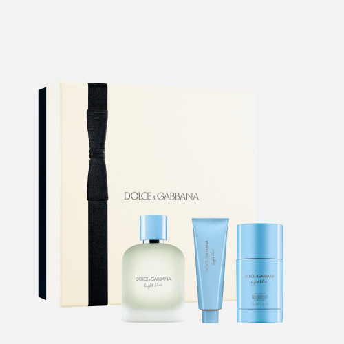 DOLCE & GABBANA LIGHT BLUE 3 PCS SET FOR MEN: 3.38 EAU DE TOILETTE SPRAY + 1.69 SHOWER GEL + 2.6 STICK DEODORANT