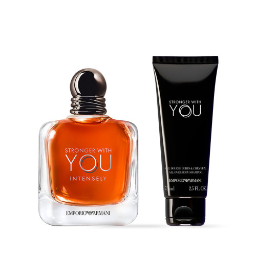 ARMANI STRONGER WITH YOU INTENSELY 2 PCS SET FOR MEN: 3.3 EAU DE PARFUM SPRAY + 2.5 SHOWER GEL
