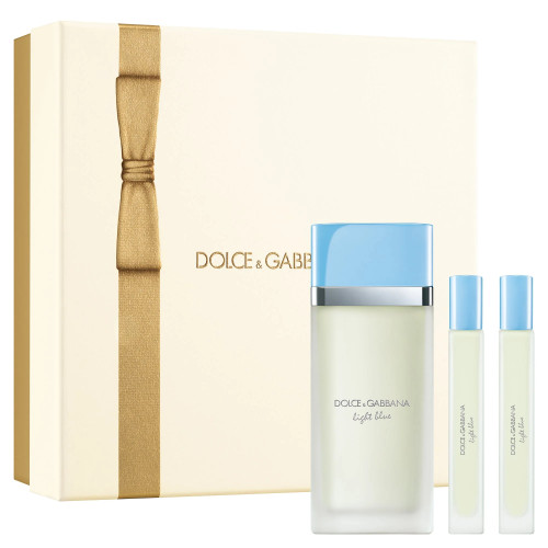 DOLCE & GABBANA LIGHT BLUE 3 PCS SET FOR WOMEN: 3.38 EAU DE TOILETTE SPRAY + 2 * 0.33 EAU DE TOILETTE SPRAY