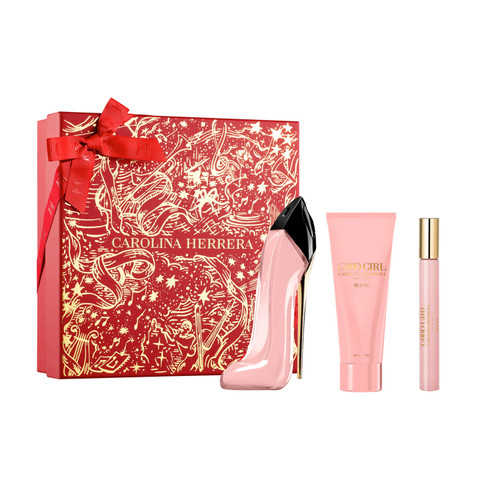 CAROLINA HERRERA GOOD GIRL BLUSH 3 PCS SET: 2.7 EAU DE PARFUM SPRAY + 0.34 EAU DE PARFUM SPRAY + 3.4 BODY LOTION.