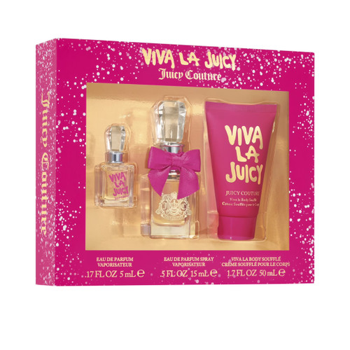 VIVA LA JUICY 3 PCS SET FOR WOMEN: 0.5 EAU DE PARFUM SPRAY + 5 ML PARFUM MINI + 1.7 BODY SOUFFLE