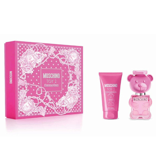 MOSCHINO TOY 2 BUBBLE GUM 2 PCS SET FOR WOMEN: 1 OZ EAU DE TOILETTE SPRAY + 1.7 BODY LOTION